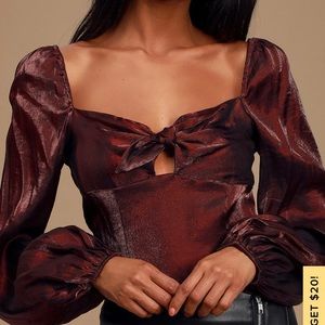 Lulu’s puff sleeve tie front shirt
